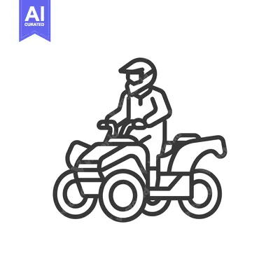 Aset desain premium: Line drawing of a person riding an ATV