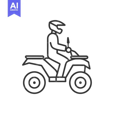 Aset desain premium: Line drawing of a person riding an ATV