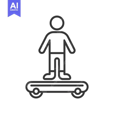 Aset desain premium: Line Drawing of a Person Riding a Skateboard