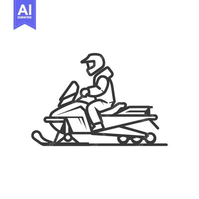 Aset desain premium: Line drawing of a person riding a snowmobile