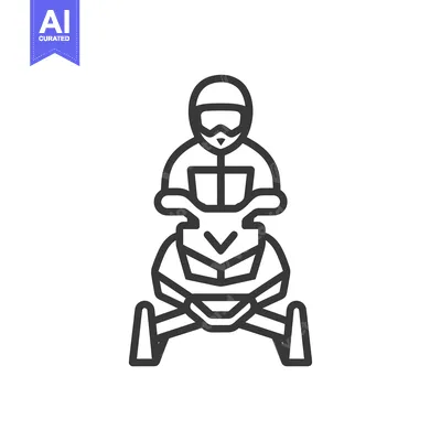 Aset desain premium: Line drawing of a person riding a snowmobile