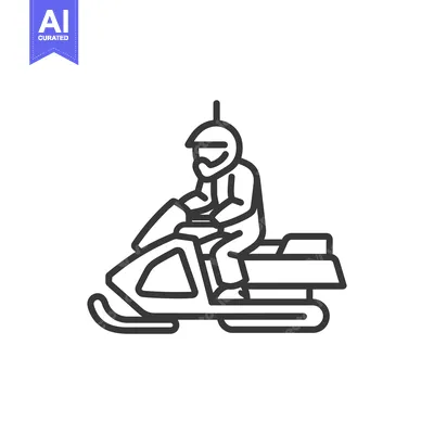 Aset desain premium: Line drawing of a person riding a snowmobile