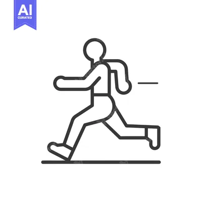 Aset desain premium: Line drawing of a person running, with a motion blur line behind them.