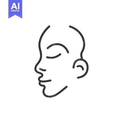 Premium design asset: Line drawing of a person's face in profile with eyes closed