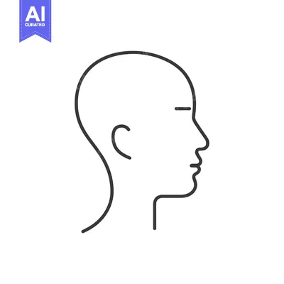 Aset premium populer: Line drawing of a person's head and neck in profile
