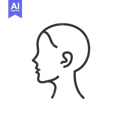 Aset premium populer: Line drawing of a person's head in profile