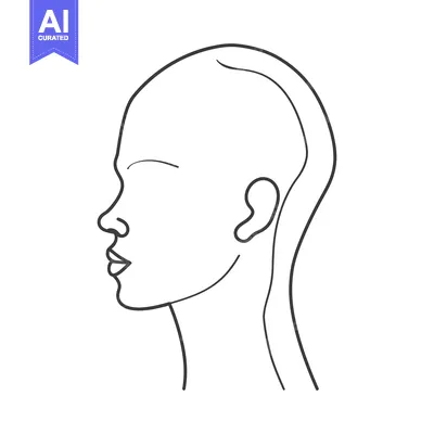 Aset premium populer: Line Drawing of a Person's Head in Profile