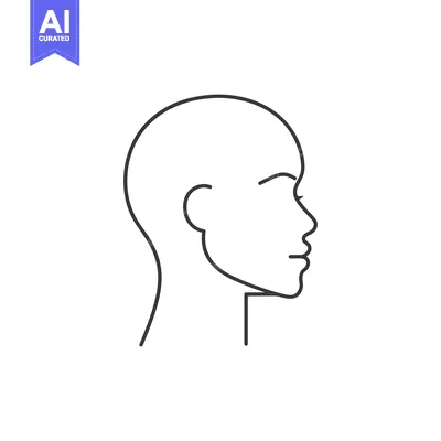Aset premium populer: Line drawing of a person's head in profile