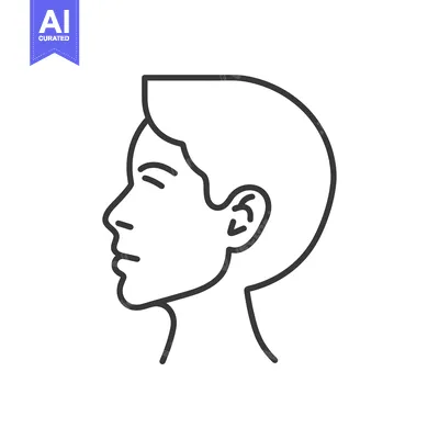 Aset premium populer: Line drawing of a person's head in profile