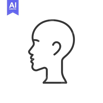 Aset premium populer: Line drawing of a person's head in profile