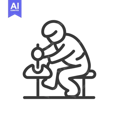 Aset premium populer: Line drawing of a person sitting and working on something