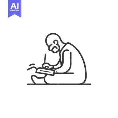 Popular premium asset: Line Drawing of a Person Sitting and Writing