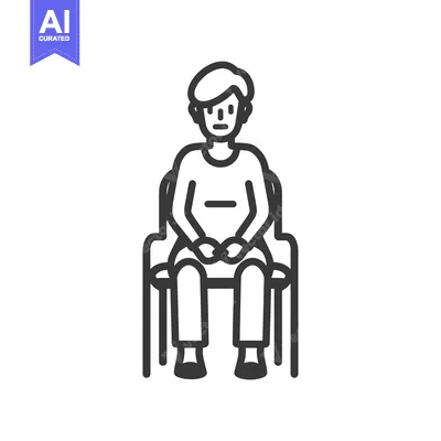 Premium design asset: Line drawing of a person sitting in a chair