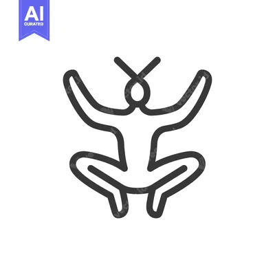 Aset desain premium: Line drawing of a person sitting in a squat position with arms raised