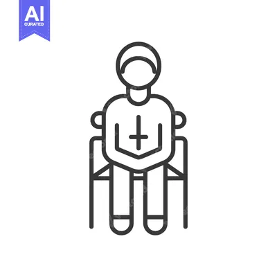 Aset premium populer: Line drawing of a person sitting in a wheelchair