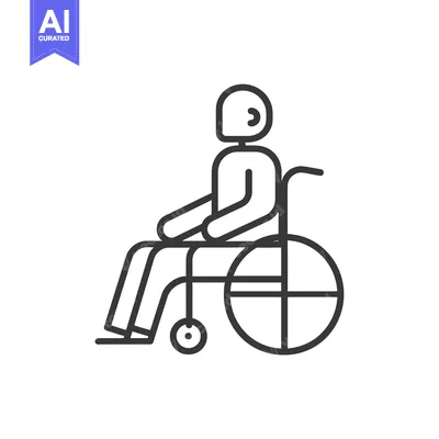 Aset desain premium: Line drawing of a person sitting in a wheelchair
