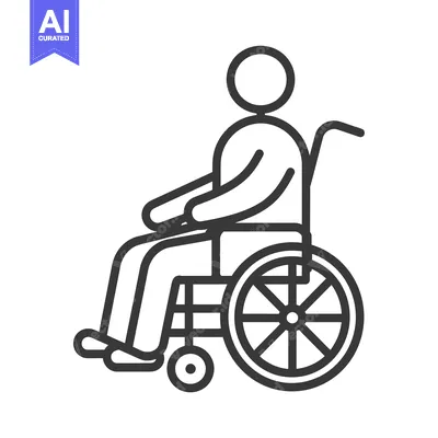Aset premium populer: Line drawing of a person sitting in a wheelchair