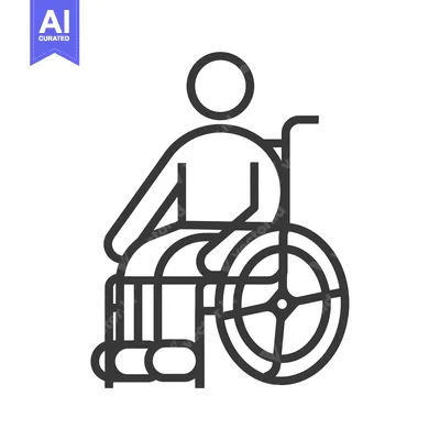 Aset desain premium: Line Drawing of a Person Sitting in a Wheelchair