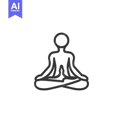 Premium design asset: Line drawing of a person sitting in a yoga pose
