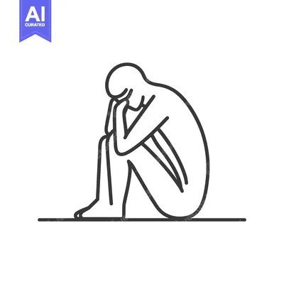 Popular premium asset: Line Drawing of a Person Sitting with their Head in their Hands
