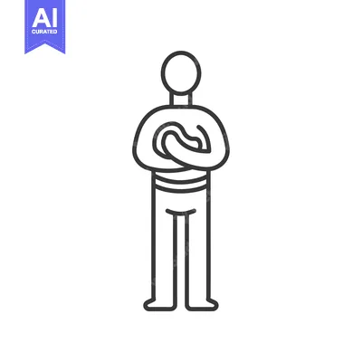 Aset desain premium: Line drawing of a person standing with arms crossed