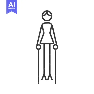 Aset premium populer: Line drawing of a person using crutches