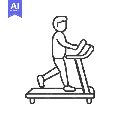 Premium design asset: Line drawing of a person walking on a treadmill