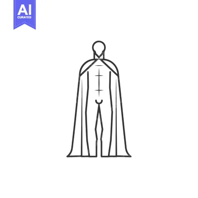 Premium design asset: Line drawing of a person wearing a cape