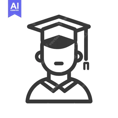 Premium design asset: Line drawing of a person wearing a graduation cap