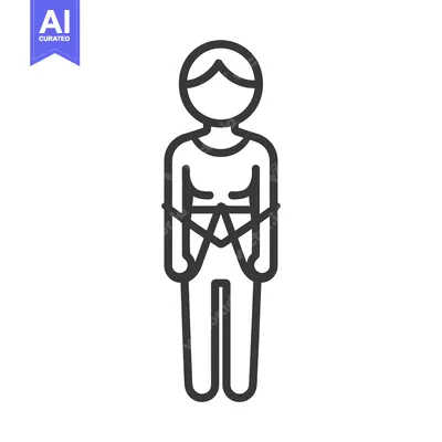 Aset desain premium: Line drawing of a person wearing a harness