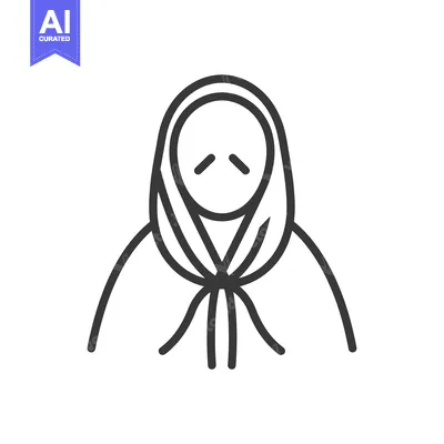 Aset desain premium: Line drawing of a person wearing a headscarf