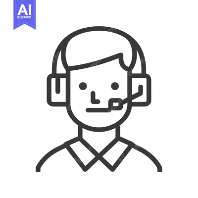 Aset premium populer: Line drawing of a person wearing a headset