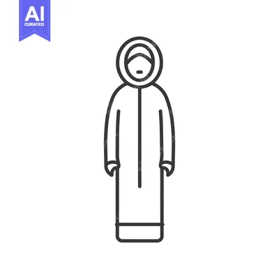 Aset premium populer: Line drawing of a person wearing a hooded robe