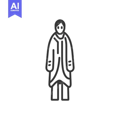 Aset premium populer: Line drawing of a person wearing a long coat