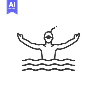 Popular premium asset: Line Drawing of a Person Wearing a Snorkel and Mask in Water