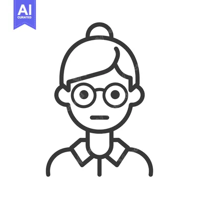 Popular premium asset: Line drawing of a person wearing glasses