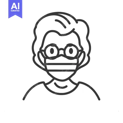 Popular premium asset: Line Drawing of a Person Wearing Glasses and a Face Mask