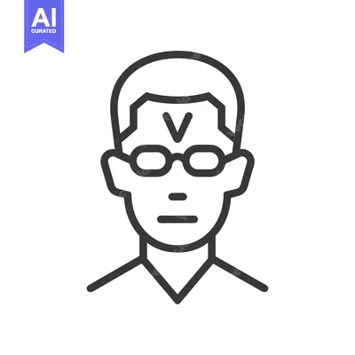 Aset premium populer: Line Drawing of a Person Wearing Glasses and a V on their Forehead