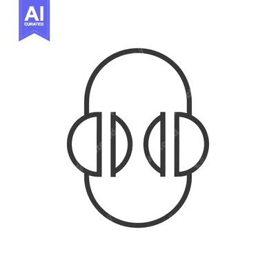 Aset desain premium: Line drawing of a person wearing headphones