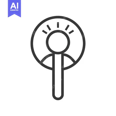 Popular premium asset: Line drawing of a person with a circle around their head and rays eman