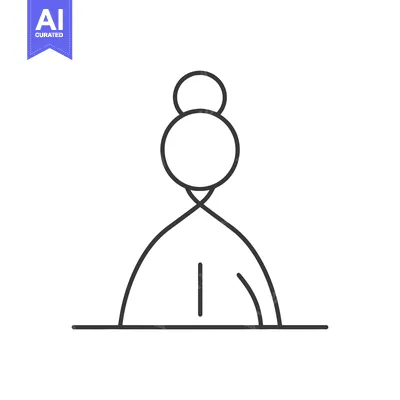 Aset premium populer: Line Drawing of a Person with a Large Head and a Small Body
