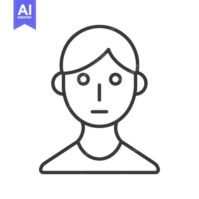 Premium design asset: Line drawing of a person with a neutral facial expression
