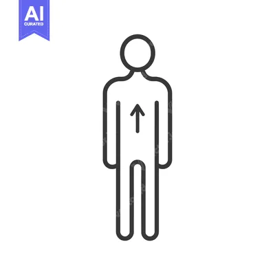 Premium design asset: Line drawing of a person with an upward arrow in their chest