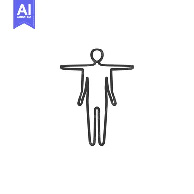 Aset desain premium: Line Drawing of a Person with Arms Outstretched