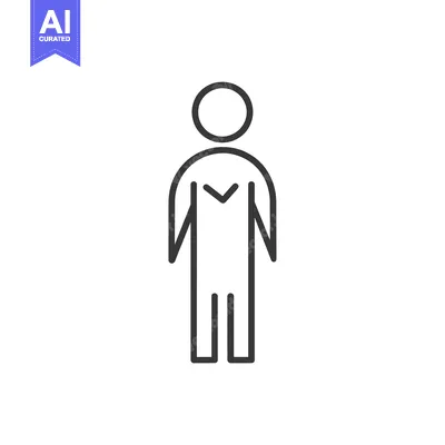 Aset desain premium: Line drawing of a person with arms outstretched and legs together
