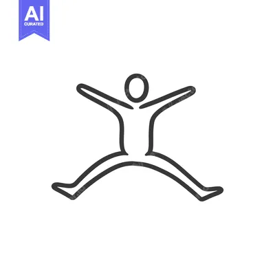 Aset premium populer: Line drawing of a person with arms outstretched jumping