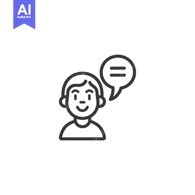 Line drawing of a person with a speech bubble