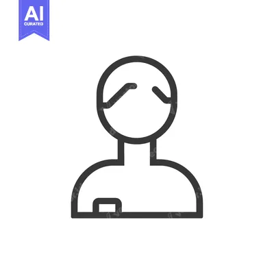 Premium design asset: Line drawing of a person with a square patch on their chest