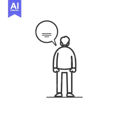 Premium design asset: Line drawing of a person with a thought bubble