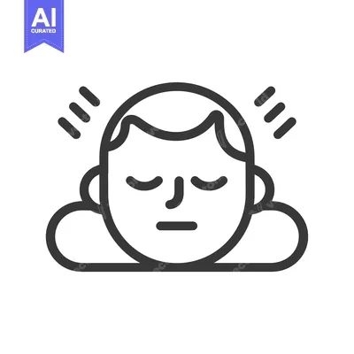 Aset premium populer: Line Drawing of a Person with Closed Eyes and a Thought Bubble